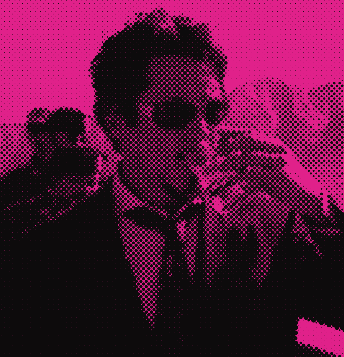 Androe, printed as a magenta halftone